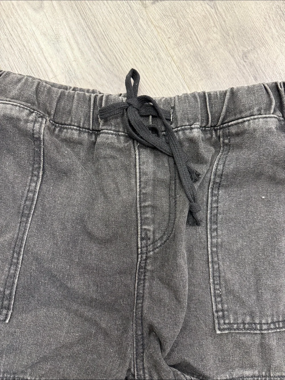 SHEIN Black Washed Denim Drawstring Shorts